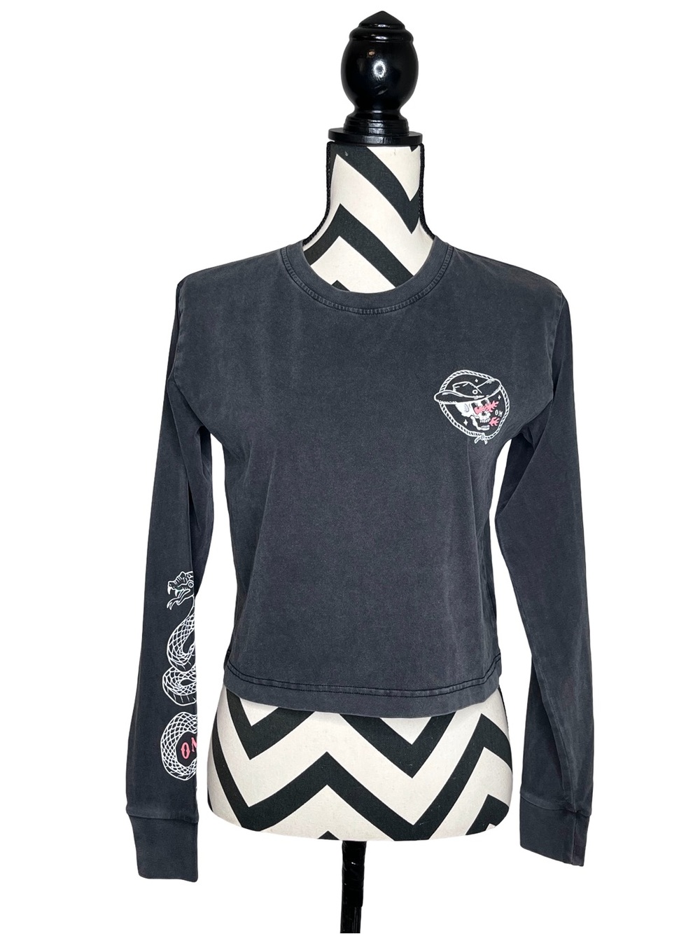 NWT Octopied Mind Even Baddies Mineral Wash Long-Sleeve Tee Sz 2XS